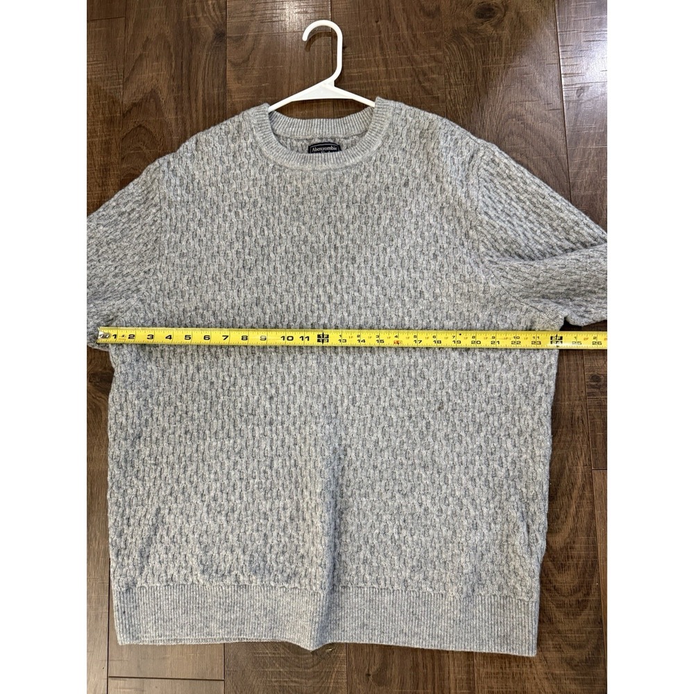 Abercrombie & Fitch Sweater Mens XXL ‎ Gray Cotton Cable Knit Crew Neck Pullover - Picture 5 of 5